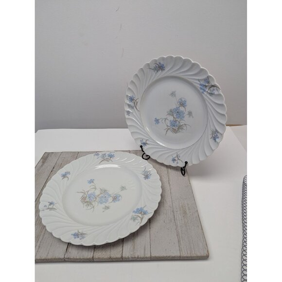 Haviland Limoges Bergere Set 2 Dinner Plates Vintage Blue Flowers France - Picture 1 of 9